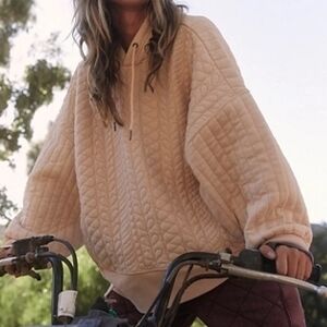 FP Movement by Free People Quilted Pullover Hoodie in Light Pink